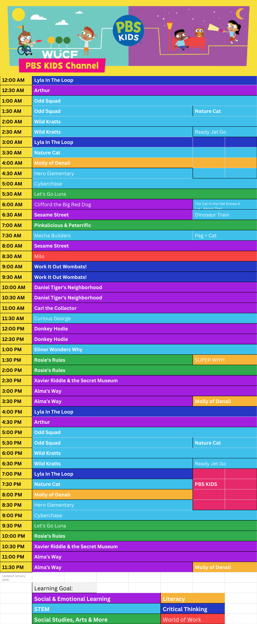 WUCF PBS KIDS Schedule